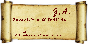 Zakariás Alfréda névjegykártya